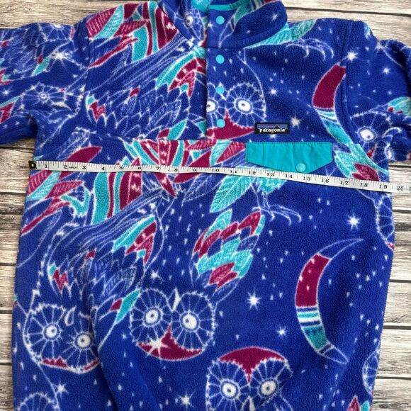 Patagonia Synchilla Snap-T Harvest Moon Blue Owl Fleece S Small Blue Pink Teal - Picture 9 of 11